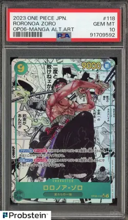 2024 One Piece OP06 EN Manga Alternate Art #118 Roronoa Zoro PSA 10 GEM MINT - Image 1