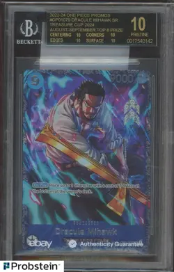 2022-24 One Piece Promo Treasure Cup 2024 Top 8 Prize Dracule Mihawk SR BGS 10 - Image 1