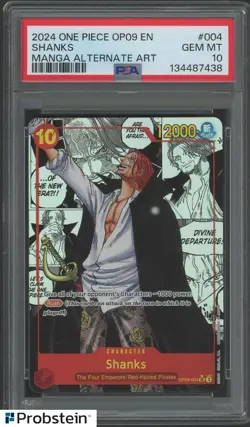 2024 One Piece OP09 EN Manga Alternate Art #004 Shanks PSA 10 GEM MINT - Image 1