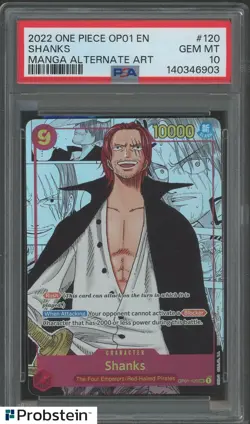 2022 One Piece OP01 EN Manga Alternate Art #120 Shanks PSA 10 GEM MINT - Image 1