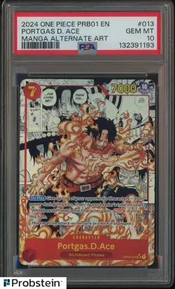 2024 One Piece PRB01 English Manga Alt Art #013 Portgas D. Ace PSA 10 GEM MINT - Image 1