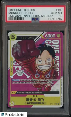2024 One Piece Chinese 2nd Anniv. Tnmt #109 Monkey D Luffy Serialized L/P PSA 10 - Image 1