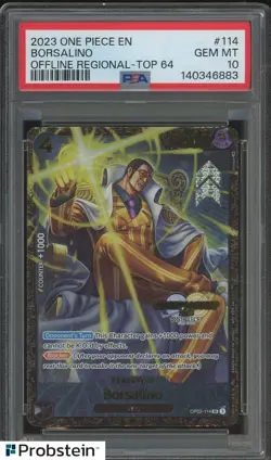 2023 One Piece EN Offline Regional Top 64 #114 Borsalino PSA 10 GEM MINT - Image 1