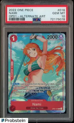 2022 One Piece OP01-Alternate Art #016 Nami Pre-Errata PSA 10 GEM MINT - Image 1