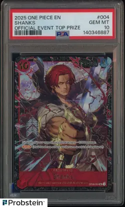 2025 One Piece EN Official Event Top Prize #004 Shanks PSA 10 GEM MINT - Image 1