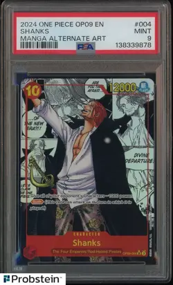 2024 One Piece OP09 EN Manga Alternate Art #004 Shanks PSA 9 MINT - Image 1