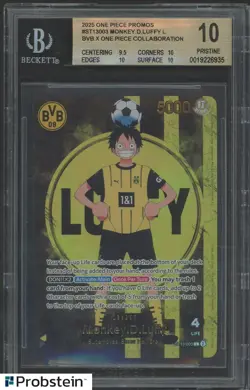2025 ONE PIECE PROMOS BVB X ONE PIECE MATCH DAY 2025 #003 MONKEY D. LUFFY BGS 10 - Image 1