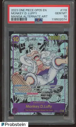 2023 One Piece OP05 Manga Alternate Art #119 Monkey D. Luffy PSA 10 GEM MINT - Image 1