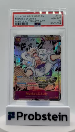 2023 One Piece OP05 Manga Alternate Art #119 Monkey D. Luffy PSA 10 GEM MINT - Image 2