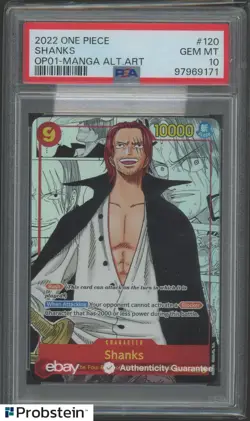 2022 One Piece OP01 Manga Alternate Art #120 Shanks PSA 10 GEM MINT - Image 1