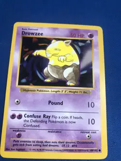 Drowzee 49/102 Pokemon Card Base Set Shadowless Near Mint 1999 TCG Common - Image 1