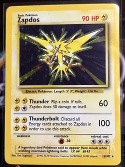 Zapdos - 16/102 - Pokemon Base Set Unlimited Holo Rare Card WOTC - Image 1