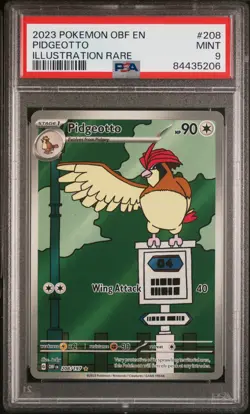 PSA 9 Pokemon Card Pidgeotto Illustration Rare 208/197 Obsidian Flames - Image 1