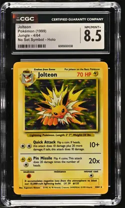 CGC 8.5 Jolteon 1999 Jungle 4/64 No Set Symbol Holo Pokemon Card - Image 1