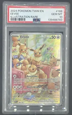 Pokemon Eevee Illustration Rare Holo 188/167 Twilight Masquerade PSA 10 2024 - Image 1