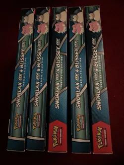 Pokemon TCG Snorlax ex & Blissey ex Premium Collection - Lot Of 5 (40 Boosters) - Image 1