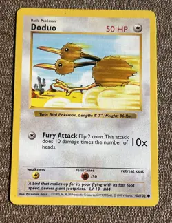 Doduo 48/102 SHADOWLESS Base Set Common 1999 WOTC Pokemon Near Mint - Image 1