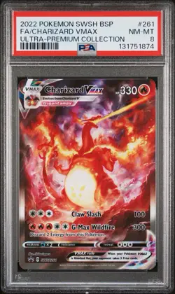 2022 POKEMON SWSH BSP FA/CHARIZARD VMAX UPC #261 PSA NM-MT 8 - Image 1