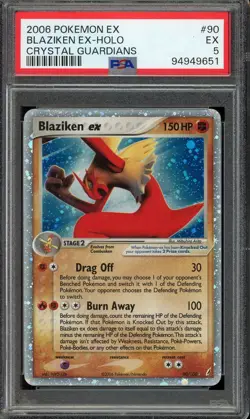[PSA 5] Blaziken ex 90/100 - EX Crystal Guardians Holo Rare POKEMON - Image 1