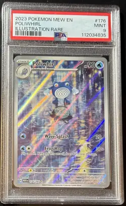 Poliwhirl Illustration Rare 2023 Pokemon Mew en 176 PSA 9 Mint TCG 151 - Image 1