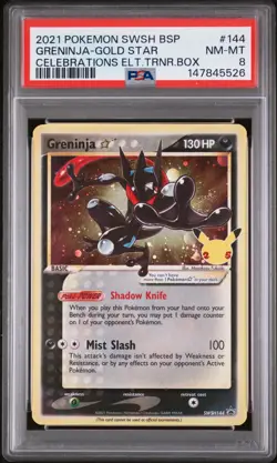 2021 POKEMON SWSH 144 GRENINJA-GOLD STAR CELEBRATIONS ELITE TRAINER BOX PSA 8 - Image 1