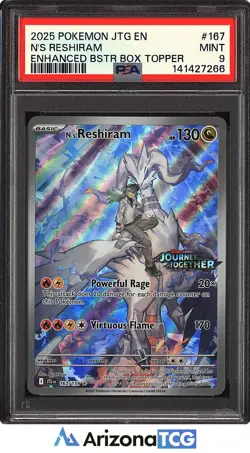 Pokemon 2025 N's Reshiram 167 Enhanced Box Topper Journey Together PSA 9 - Image 1