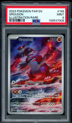 Pokemon Groudon Illustration Rare 199/182 SV04 Paradox Rift 2023 PSA 9 - Image 1