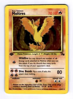 Moltres (12) Fossil #12 (1999) Holo 1st Edition MP Pokemon - Image 1