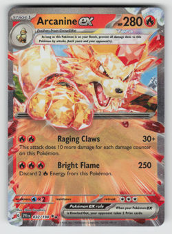 Arcanine ex Pokemon Scarlet & Violet Base Set 032/198 Double Rare NM - Image 1