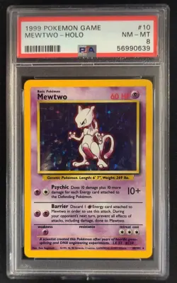 PSA 8 Mewtwo 10/102 Holo Rare Base Set Unlimited Pokemon Graded Card - Image 1