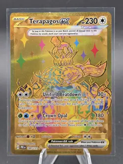 Pokemon Prismatic Evolutions Terapagos EX Secret Rare Gold 180/131 NM-Mint - Image 1