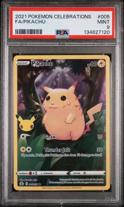 2021 Pokemon Celebrations Pikachu Full Art Holo PSA 9 Mint 005/025 - Image 1