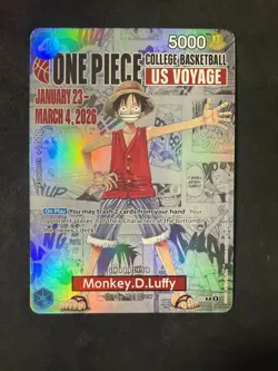 One Piece NCAA Promo Card Monkey D. Luffy US College Basketball - Image 1