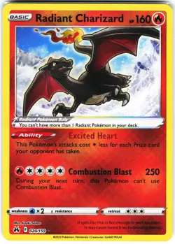 Pokemon Card- Radiant Charizard Crown Zenith #020/159 - Image 1