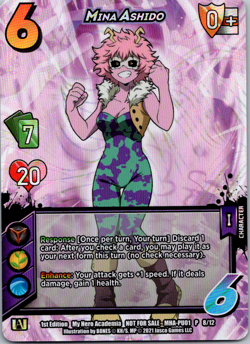 My Hero Academia Promo Card Mina Ashido Holo Foil 8/12 Universus MHA-PU01 1st Ed - Image 1