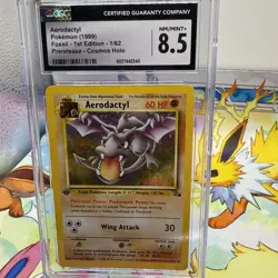 CGC 8.5 Aerodactyl Fossil 1st Edition Cosmos Holo 1/62 Prerelease Pokemon Card - Image 1