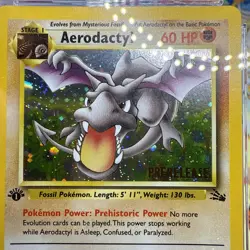 CGC 8.5 Aerodactyl Fossil 1st Edition Cosmos Holo 1/62 Prerelease Pokemon Card - Image 3