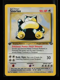Snorlax 27/64 Rare Non Holo Jungle 1st Edition Pokemon Card - Image 1