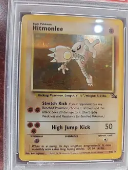 Hitmonlee Fossil Holo Pokemon Card WOTC NM Mint PSA 8 - Image 2