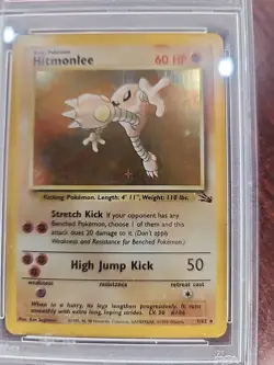 Hitmonlee Fossil Holo Pokemon Card WOTC NM Mint PSA 8 - Image 4