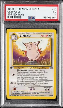 1999 POKEMON JUNGLE 1ST ED #17 CLEFABLE PSA 5 - Image 1