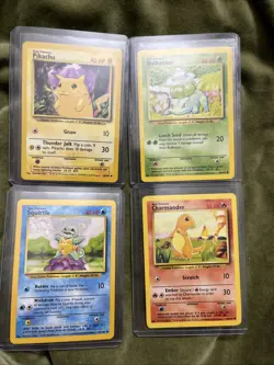 Pokemon Base Set Charmander, Squirtle, Bulbasaur, Pikachu Unlimited Starter Pack - Image 1