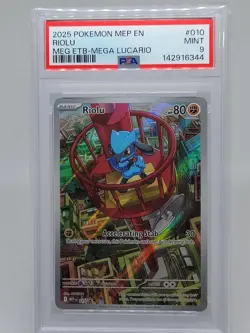 2025 Pokemon Mega Evolutions Riolu 10 Etb Promo PSA 9 - Image 1