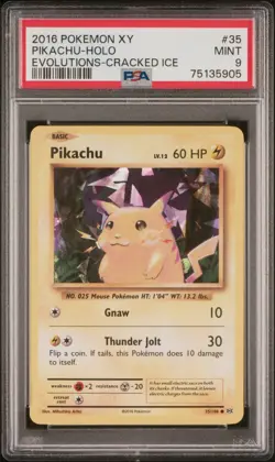 2016 Pokemon XY Cracked Ice Holo Pikachu #35 PSA 9 - Image 1