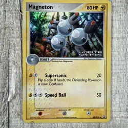 Pokemon Magneton Holo Stamped 48/113 Ex Delta Species Damaged RARE Vintage - Image 2