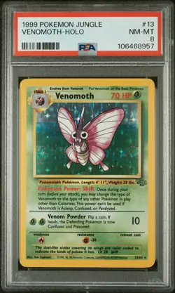 1999 Pokemon Jungle #13 Venomoth-Holo PSA 8 - Image 1