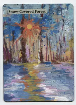 Snow-Covered Forest Altered Art Mtg Hand Painted Card Commander - Image 1