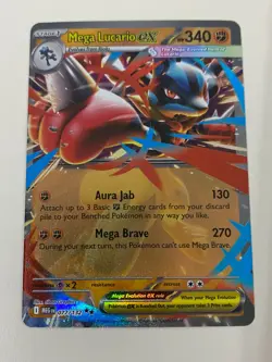 Pokemon Mega Lucario ex - 077/132 Double Rare Evolutions NM - Plus Free Card - Image 1