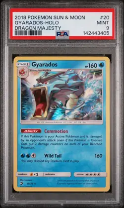 2018 POKEMON SUN & MOON DRAGON MAJESTY #20 GYARADOS-HOLO DRAGON MAJESTY PSA 9 - Image 1