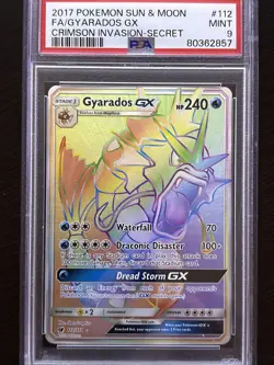 PSA 9 MINT - Pokemon Sun & Moon Crimson Invasion - Secret Rare Gyarados GX #112 - Image 1